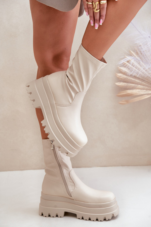 Boots On Massive Platform Light Beige Florinara Boots On Massive Platform Light Beige Florinara