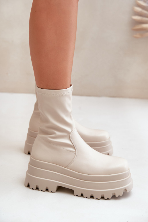 Boots On Massive Platform Light Beige Florinara Boots On Massive Platform Light Beige Florinara