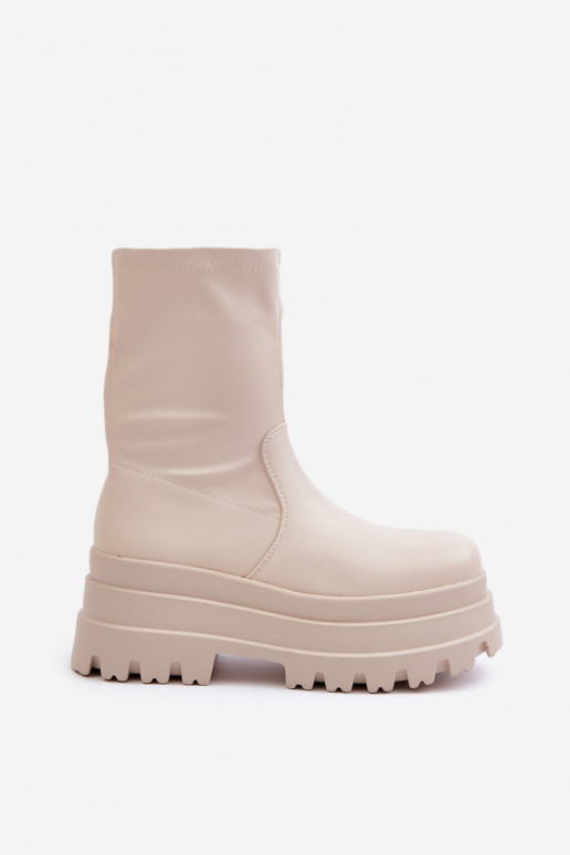 Boots On Massive Platform Light Beige Florinara Boots On Massive Platform Light Beige Florinara