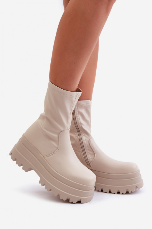 Boots On Massive Platform Light Beige Florinara Boots On Massive Platform Light Beige Florinara