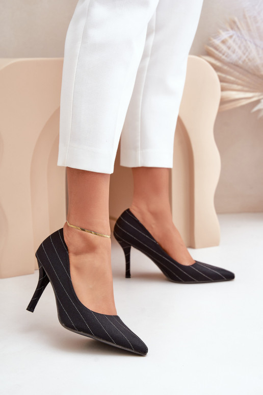 Fabric Women's Heels In Stripes Black Tifidra Fabric Women's Heels In Stripes Black Tifidra