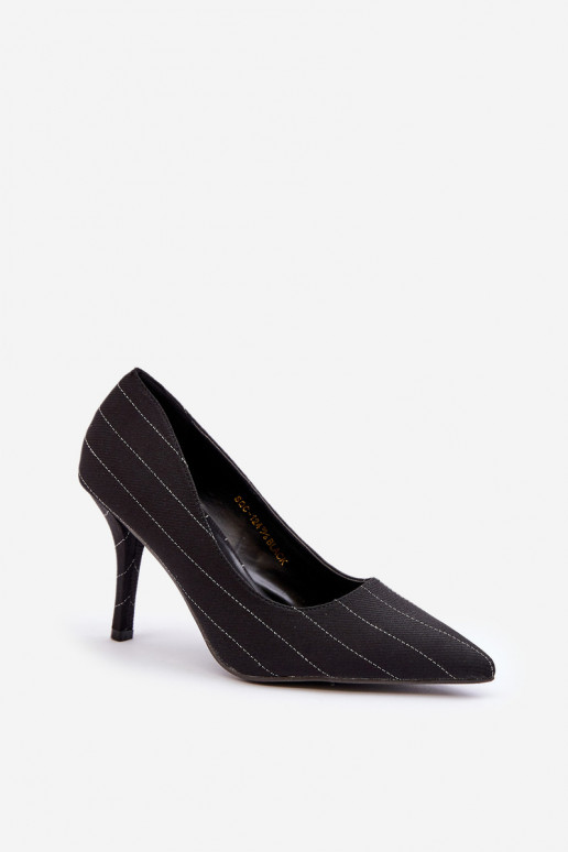 Fabric Women's Heels In Stripes Black Tifidra Fabric Women's Heels In Stripes Black Tifidra