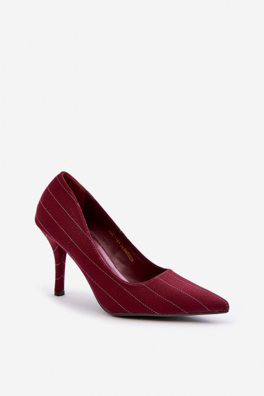 Fabric women's heels in striped burgundy Tifidra