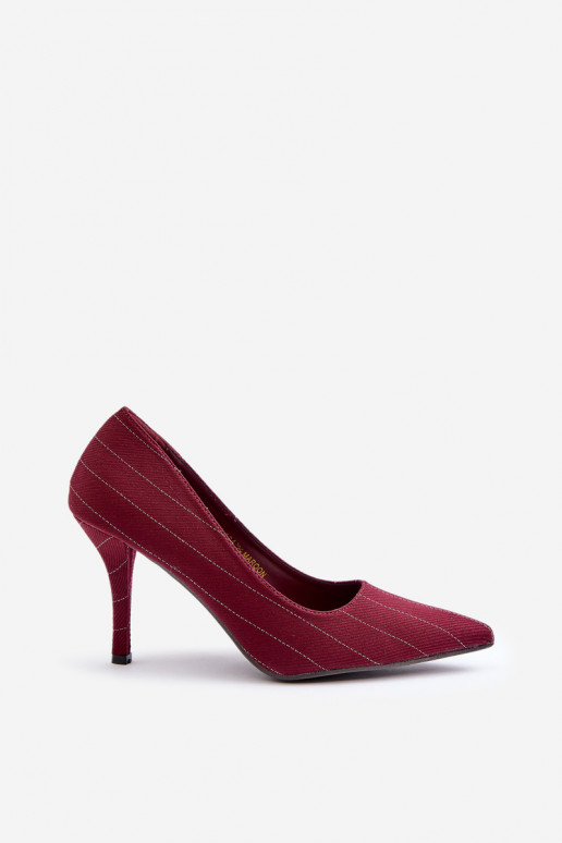 Fabric women's heels in striped burgundy Tifidra