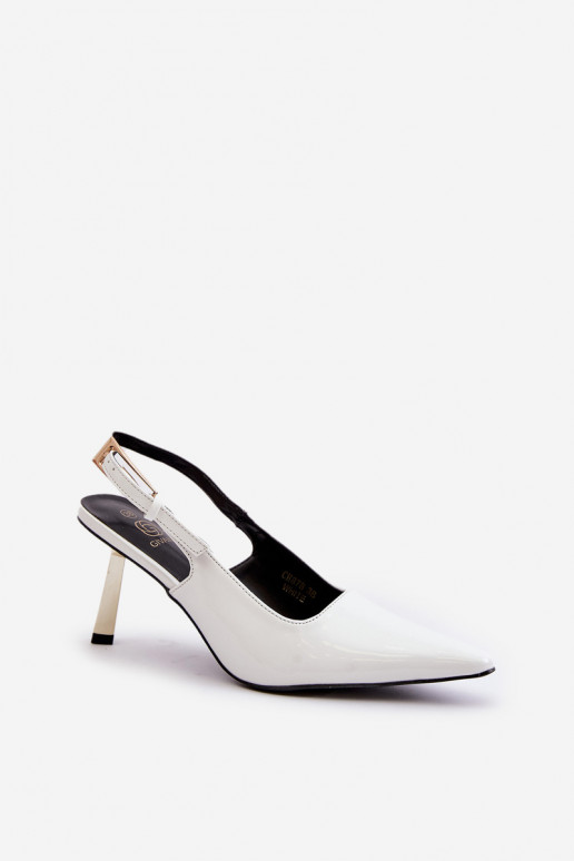 Lacquered High Heels With Open Heel White Filona
