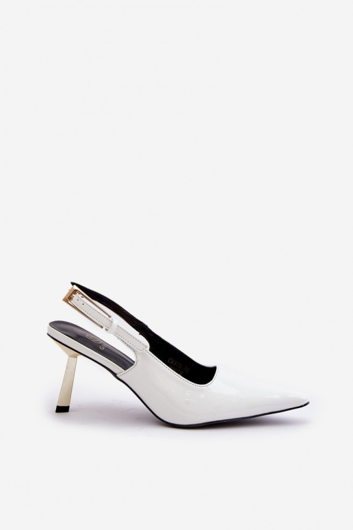 Lacquered High Heels With Open Heel White Filona