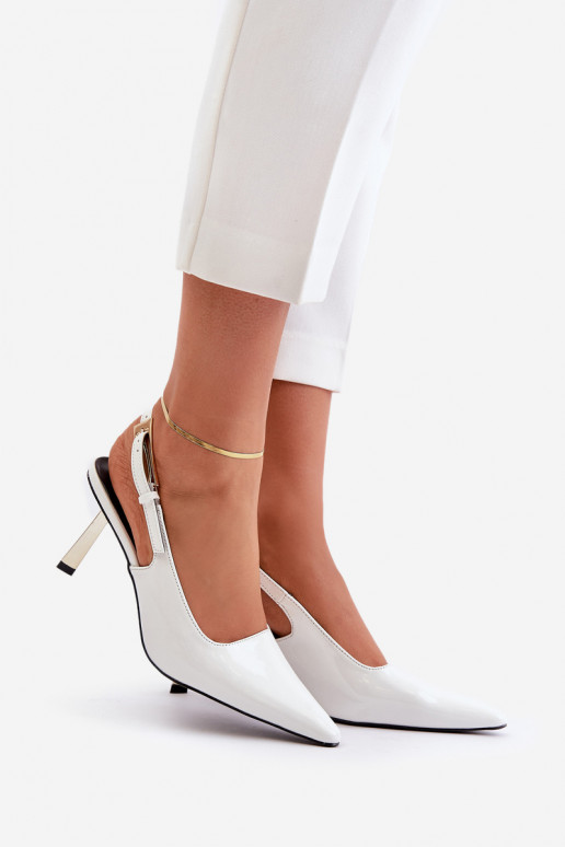 Lacquered High Heels With Open Heel White Filona