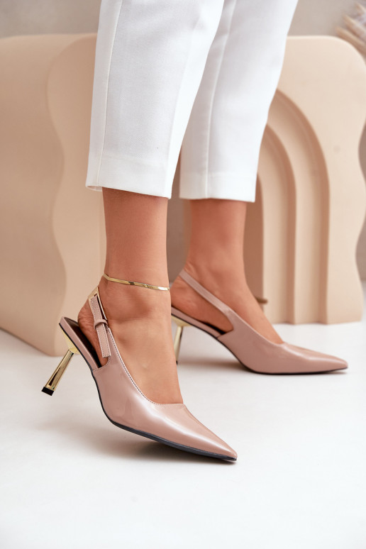 Lacquered Heels With Open Back Beige Filona Lacquered Heels With Open Back Beige Filona