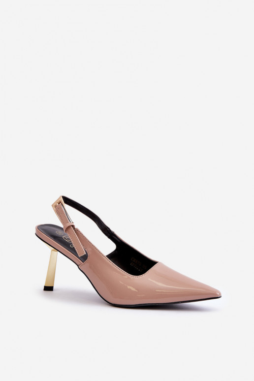 Lacquered Heels With Open Back Beige Filona Lacquered Heels With Open Back Beige Filona