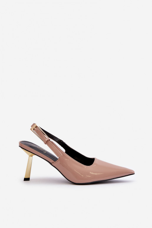 Lacquered Heels With Open Back Beige Filona Lacquered Heels With Open Back Beige Filona