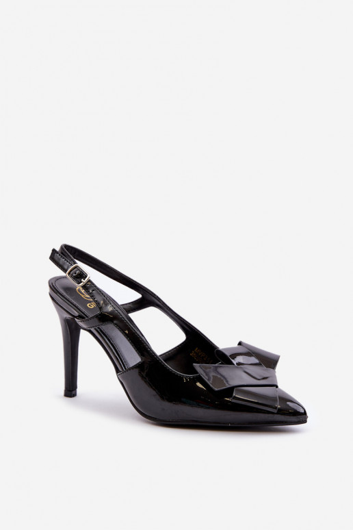Lacquered High Heels With Open Heel Black Auroravia Lacquered High Heels With Open Heel Black Auroravia