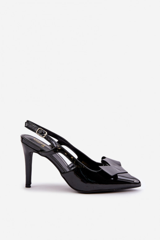 Lacquered High Heels With Open Heel Black Auroravia Lacquered High Heels With Open Heel Black Auroravia