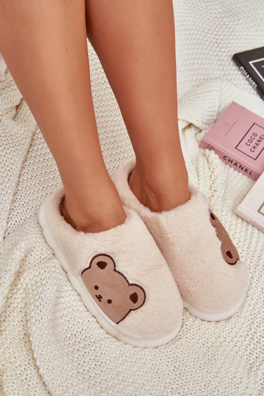 Furry Women's Slippers Bears Light Beige Firedi Furry Women's Slippers Bears Light Beige Firedi