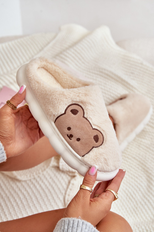 Furry Women's Slippers Bears Light Beige Firedi Furry Women's Slippers Bears Light Beige Firedi
