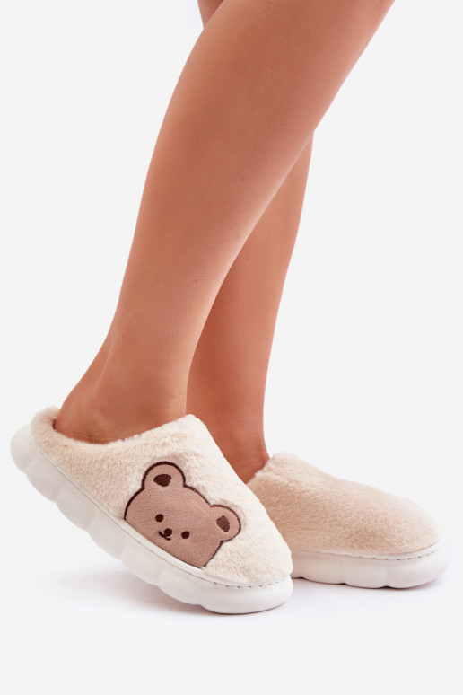 Furry Women's Slippers Bears Light Beige Firedi Furry Women's Slippers Bears Light Beige Firedi