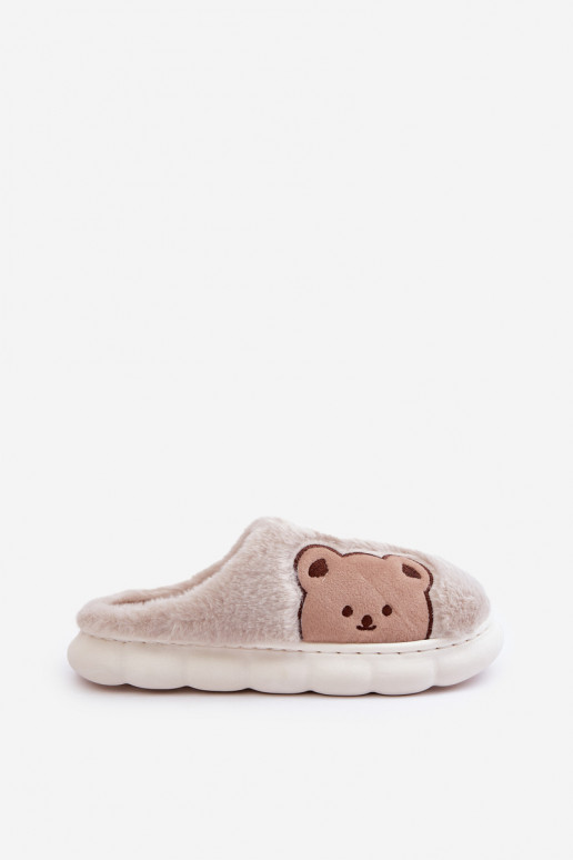 Womens Beige Bear Slippers Firedi