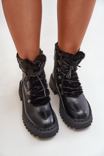 Warm ankle boots with zipper made of eco leather black Willatta 2