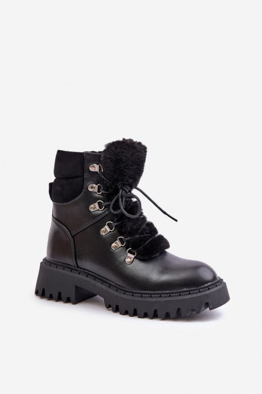 Warm ankle boots with zipper made of eco leather black Willatta Warm ankle boots with zipper made of eco leather black Willatta