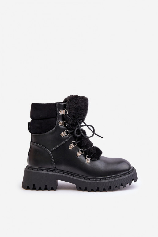 Warm ankle boots with zipper made of eco leather black Willatta Warm ankle boots with zipper made of eco leather black Willatta