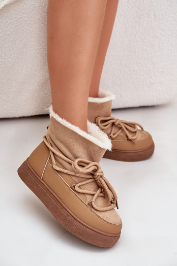 Women's Platform Snow Boots Lined With Fur Camel Aziara 2