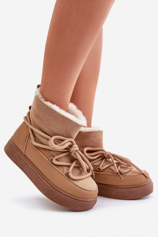 Women's Platform Snow Boots Lined With Fur Camel Aziara Women's Platform Snow Boots Lined With Fur Camel Aziara
