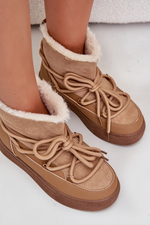 Women's Platform Snow Boots Lined With Fur Camel Aziara Women's Platform Snow Boots Lined With Fur Camel Aziara