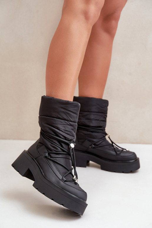 Women's Snow Boots On Platform And Flat Heel Black Seandriel Women's Snow Boots On Platform And Flat Heel Black Seandriel