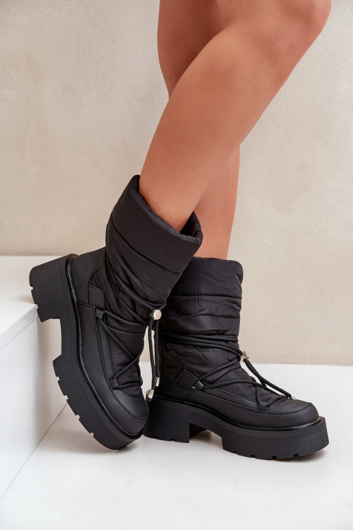 Women's Snow Boots On Platform And Flat Heel Black Seandriel Women's Snow Boots On Platform And Flat Heel Black Seandriel