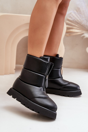 Snow boots on platform with zipper eco leather black Resisia 2