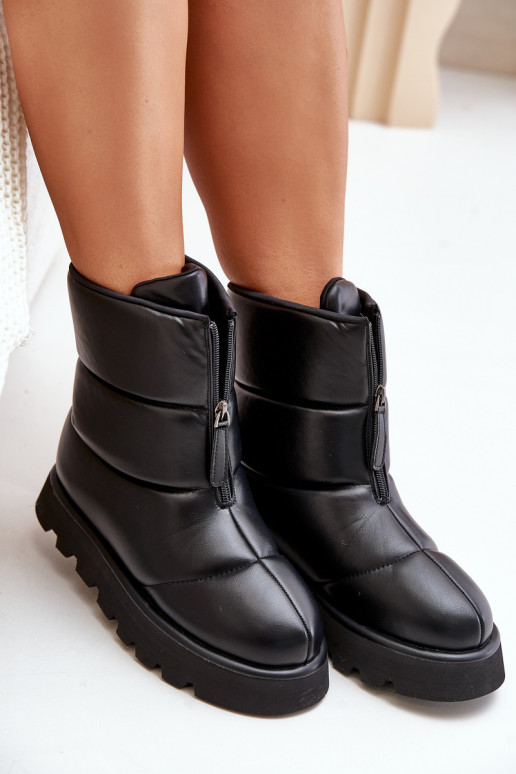 Snow boots on platform with zipper eco leather black Resisia Snow boots on platform with zipper eco leather black Resisia