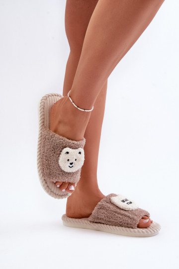 Women's slippers with teddy bear in brown Lavetire