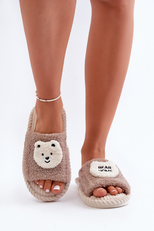 Women's slippers with teddy bear in brown Lavetire Women's slippers with teddy bear in brown Lavetire