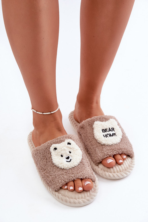 Women's slippers with teddy bear in brown Lavetire Women's slippers with teddy bear in brown Lavetire