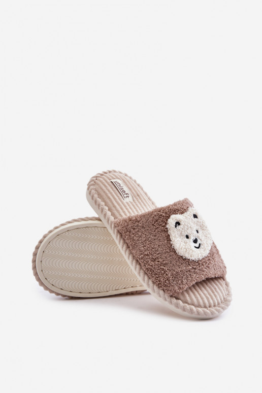 Women's slippers with teddy bear in brown Lavetire Women's slippers with teddy bear in brown Lavetire
