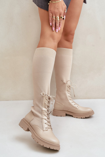 Lace-up boots with elastic shaft black Vamilena 2
