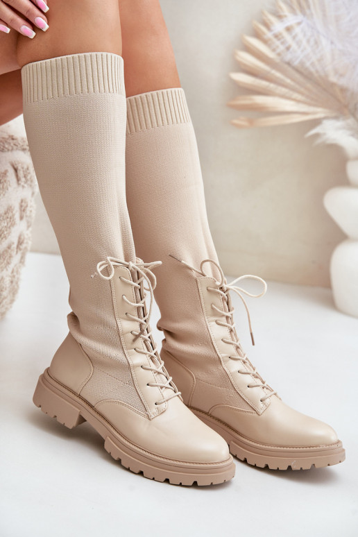 Lace-up boots with elastic shaft black Vamilena Lace-up boots with elastic shaft black Vamilena