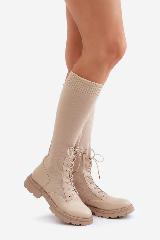 Lace-up boots with elastic shaft black Vamilena Lace-up boots with elastic shaft black Vamilena