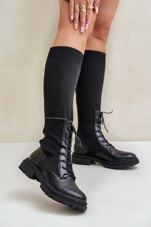 Slip-On Boots With Sock Shaft Black Iranel Slip-On Boots With Sock Shaft Black Iranel