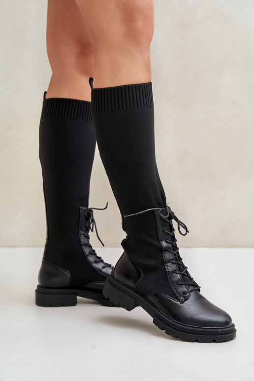Slip-On Boots With Sock Shaft Black Iranel Slip-On Boots With Sock Shaft Black Iranel