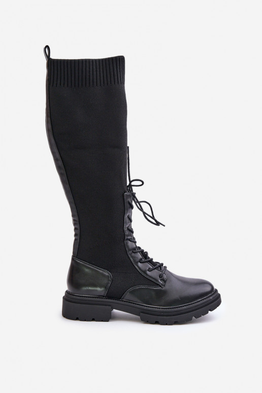 Slip-On Boots With Sock Shaft Black Iranel Slip-On Boots With Sock Shaft Black Iranel