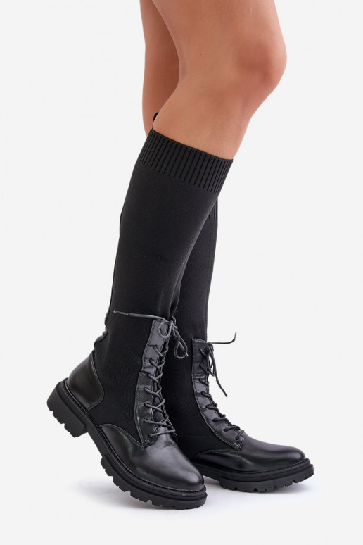 Slip-On Boots With Sock Shaft Black Iranel Slip-On Boots With Sock Shaft Black Iranel