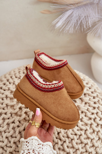 Children's snow boots with platform, insulated with fur inside in brown Vilabria