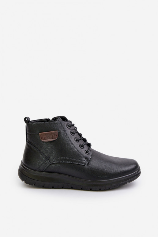 Men's Insulated Zippered Lace-Up Boots Black Hlimena