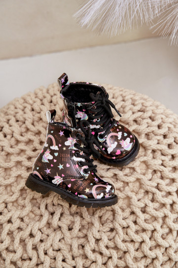 Children's insulated boots with zipper unicorns black Tiptop 2