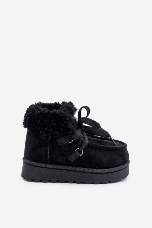 Snow Boots Kids Insulated with Fur Black Adelane