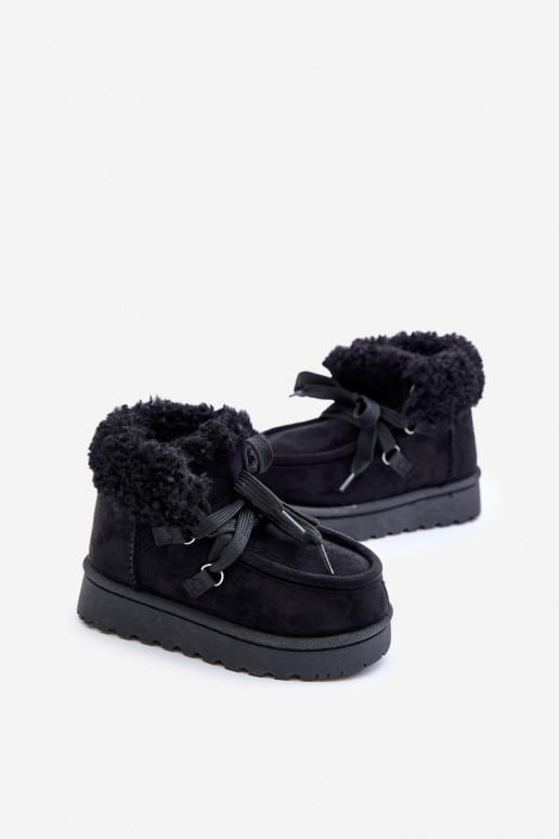 Snow Boots Kids Insulated with Fur Black Adelane