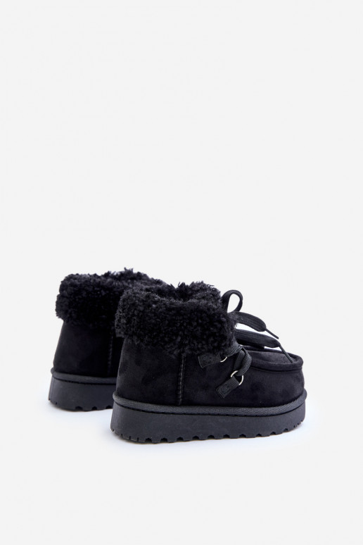 Snow Boots Kids Insulated with Fur Black Adelane