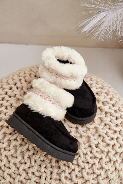 Snow Boots Children's Boots With Fur And Pattern Black Melefia