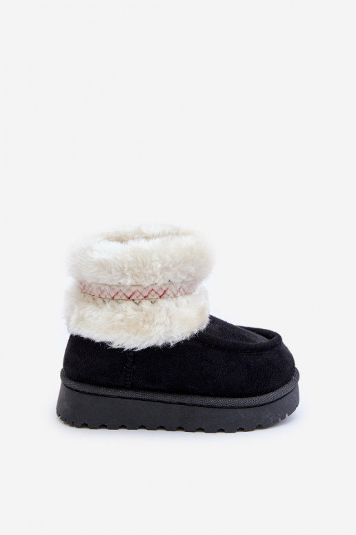 Snow Boots Children's Boots With Fur And Pattern Black Melefia