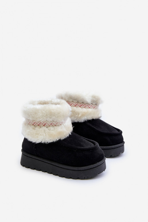 Snow Boots Children's Boots With Fur And Pattern Black Melefia